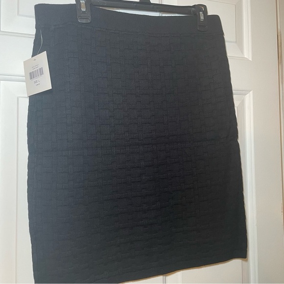 Ellen Tracy Womans Black/White Knit Pencil Skirt Large Textured Basket Weave NWT - Picture 4 of 8